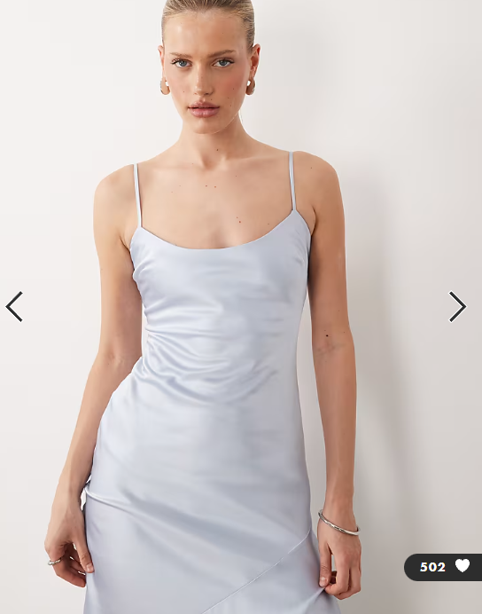 ASOS DESIGN satin asymmetric hem slip maxi dress in ice blue