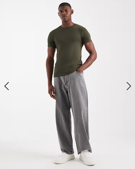 ASOS DESIGN Essentials muscle fit T-shirt in khaki rib .