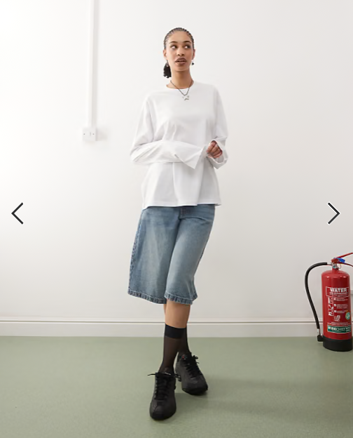 Weekday oversized boxy fit long sleeve t-shirt in white