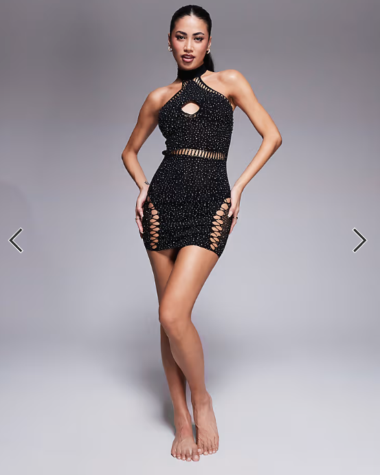 Ann Summers Verity diamante dress in black - BLACK