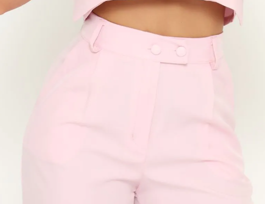 High Waist Wide Leg Tailored Trousers In Pink