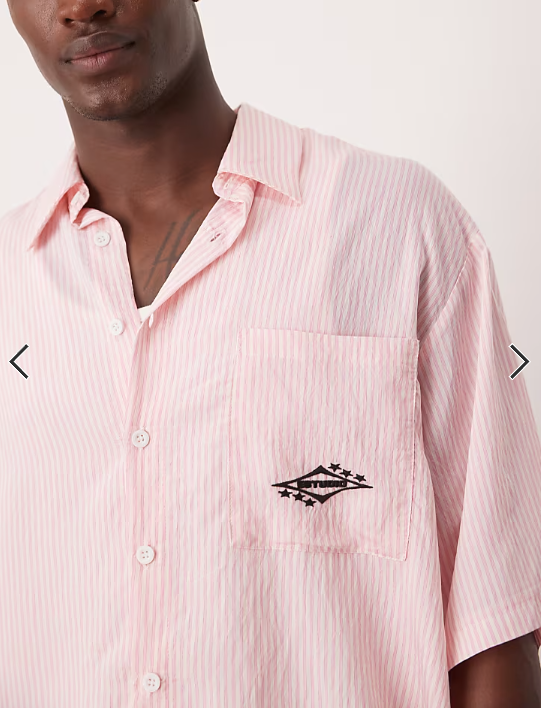 ASOS DESIGN oversized stripe shirt with embroidery in white