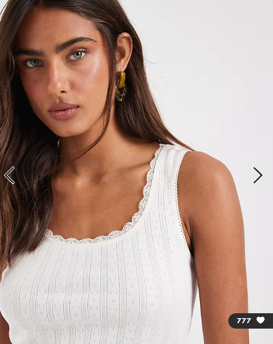 ASOS DESIGN pointelle scoop neck vest in cream