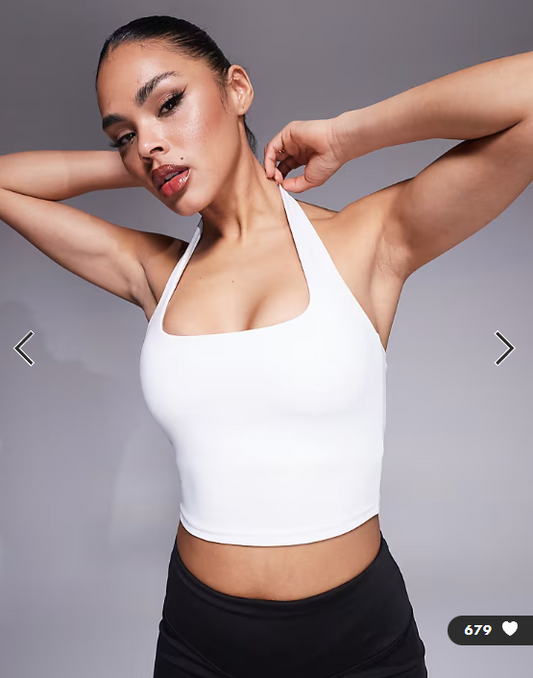 4505 halter neck performance vest with inner bra in white