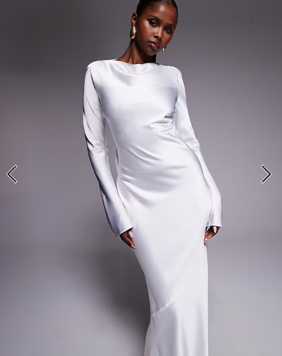 Daska satin maxi dress with exaggerated bow back in ivory