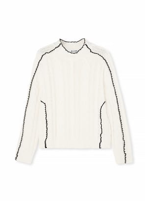 Contrast Seam Knitted Sweater White
