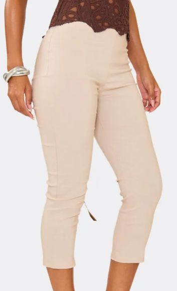Dipped Waist Capri Leggings In Stone