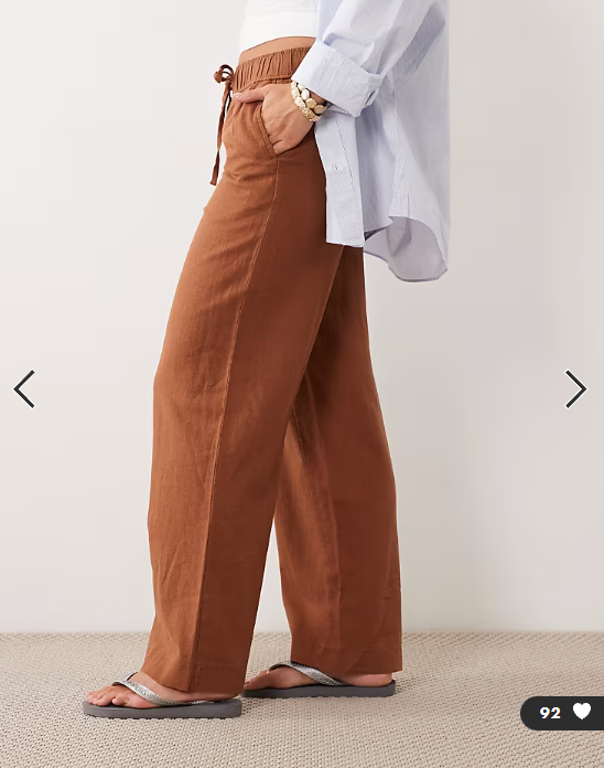 New Look Petite linen blend wide leg trousers in rust