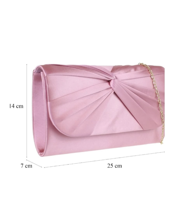Koko H2806 Knot Front Satin Clutch Bag- Blush