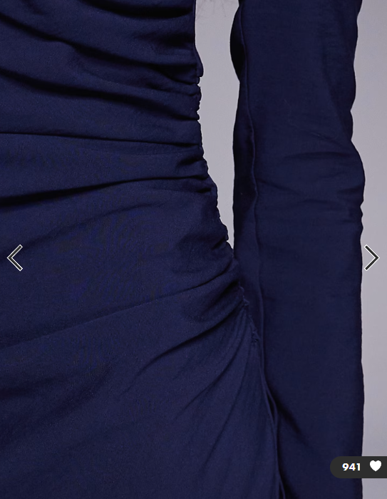 ASOS DESIGN high neck ruched side maxi dress in navy