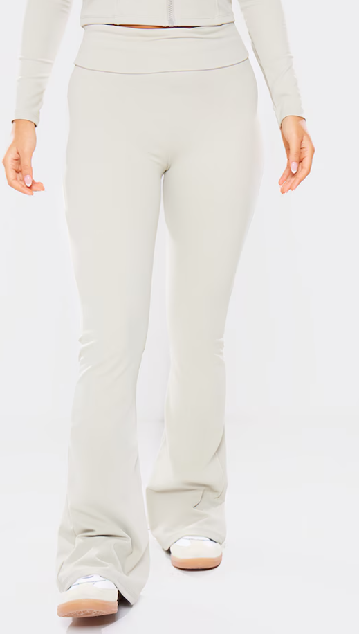 Petite Pale Khaki Snatched Sculpt Foldover Pants