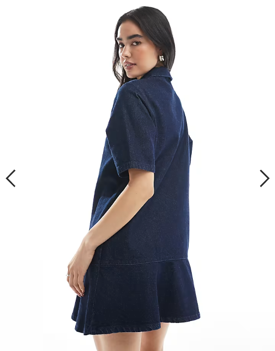 ASOS DESIGN denim polo shirt dress with flippy hem in rinse