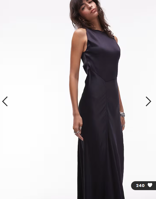 & Other Stories satin crepe midi dress with drape neck in navy