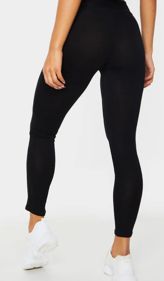 Basic Black High Waisted Jersey Leggings