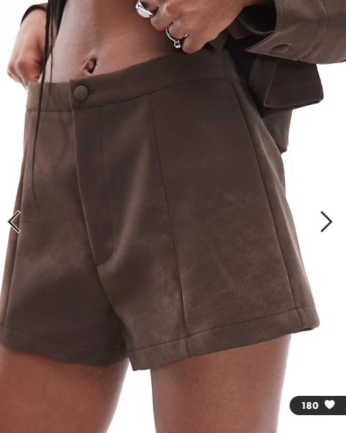 ASOS DESIGN mix & match textured leather look micro shorts with seam detailing in chocolate