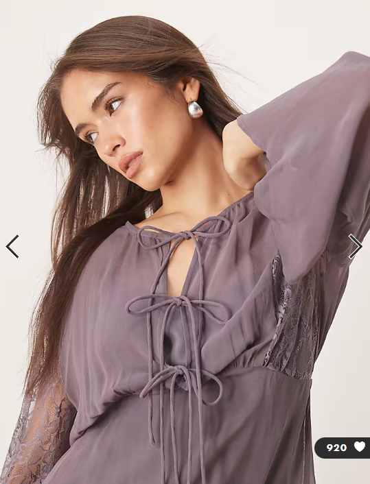 ASOS DESIGN long sleeve lace detailing maxi dress in grey