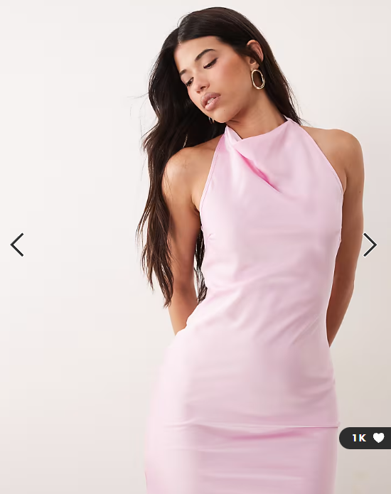 Kaiia exclusive satin high cowl neck lace back detail maxi dress in baby pink