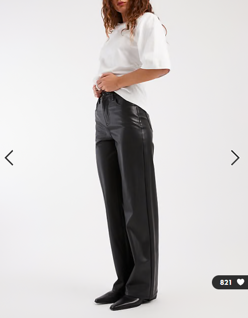 Vero Moda Tessa high waist wide leg faux leather pants in black