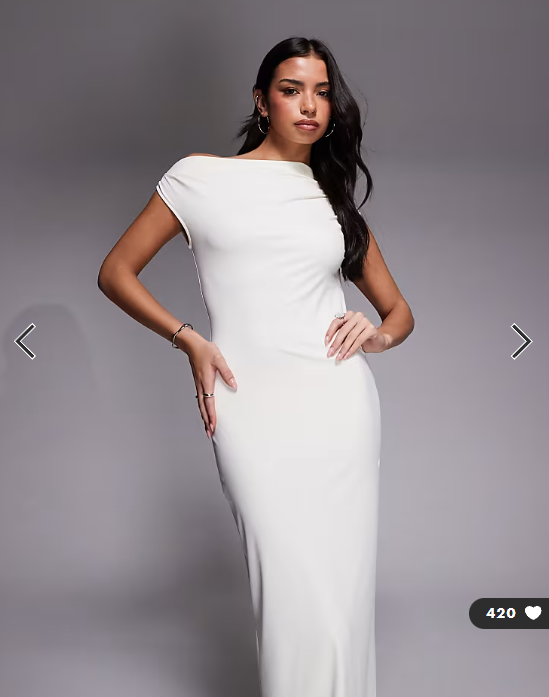 The Frolic exclusive asymmetric off shoulder maxi dress in cream