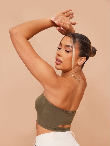 Khaki Slinky Cut Out Bandeau