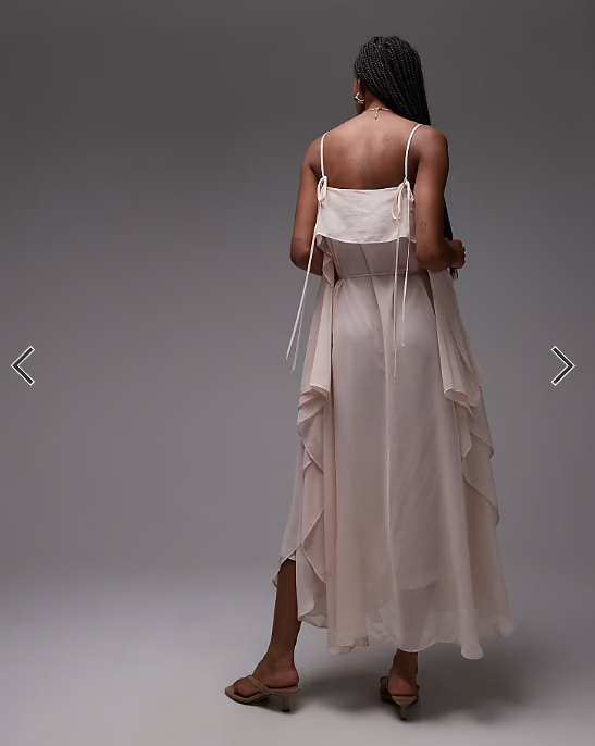 ASOS DESIGN chiffon trapeze maxi dress in soft pink