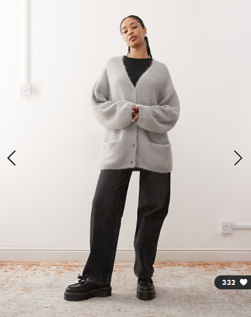 Monki knitted oversized cardigan in school grey
