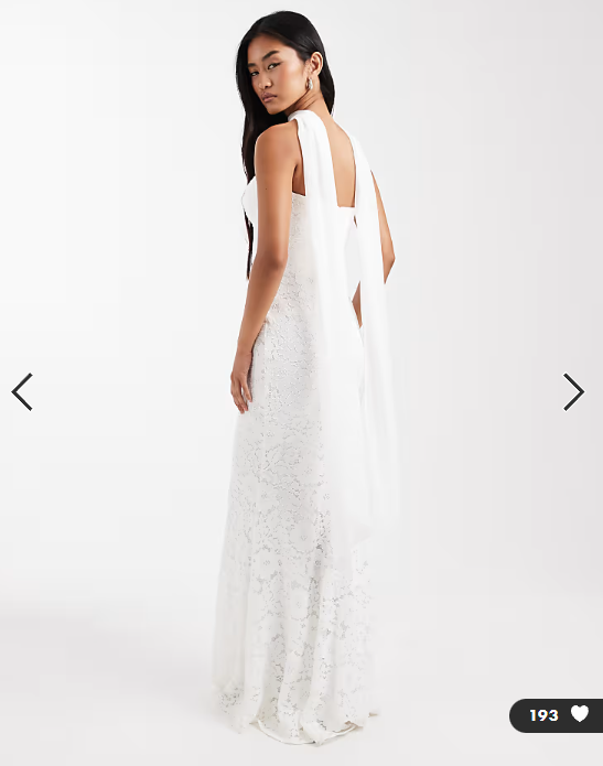Asos - Six Stories Bridal lace bandeau scarf neck maxi dress in white