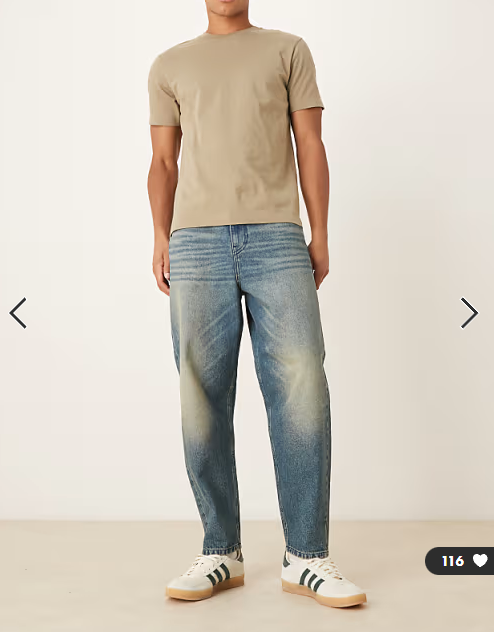 ASOS DESIGN relaxed tapered jeans in dark wash blue with tint
