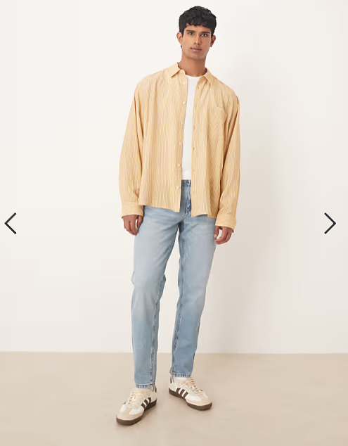 ASOS DESIGN oversized shirt in yellow stripe