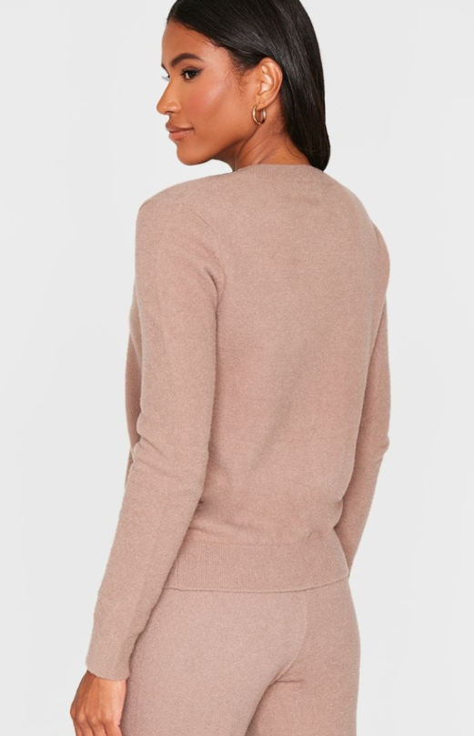 Light Mocha Soft Knit Button Up Cardigan