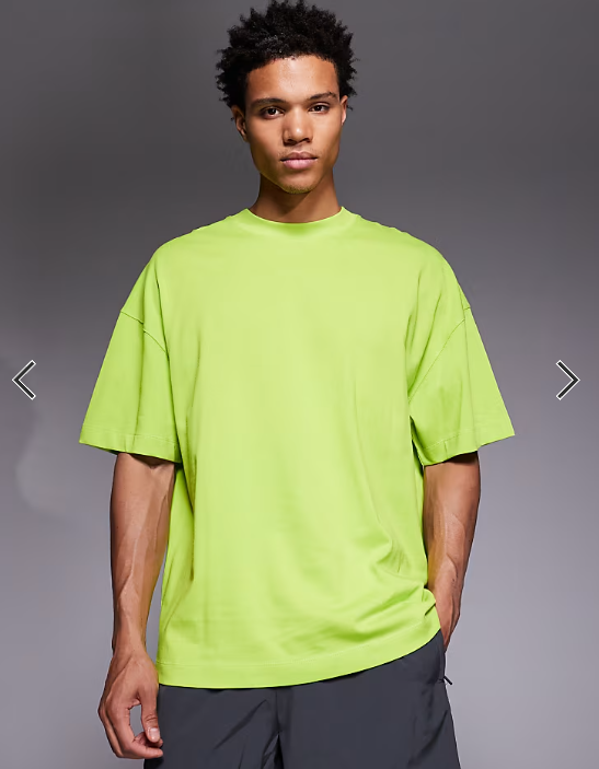 4505 Icon boxy oversized heavyweight cotton t-shirt with quick dry finish in acid green.