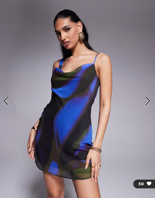 ASOS DESIGN cami chiffon mini dress in blue floral print