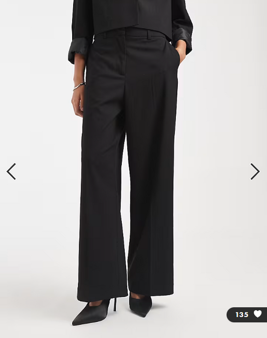 Pieces tailored high waisted wide leg trousers co-ord in black