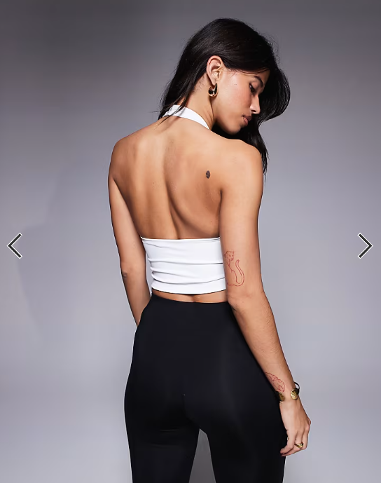 ASOS DESIGN Sculpting halter neck crop top in white