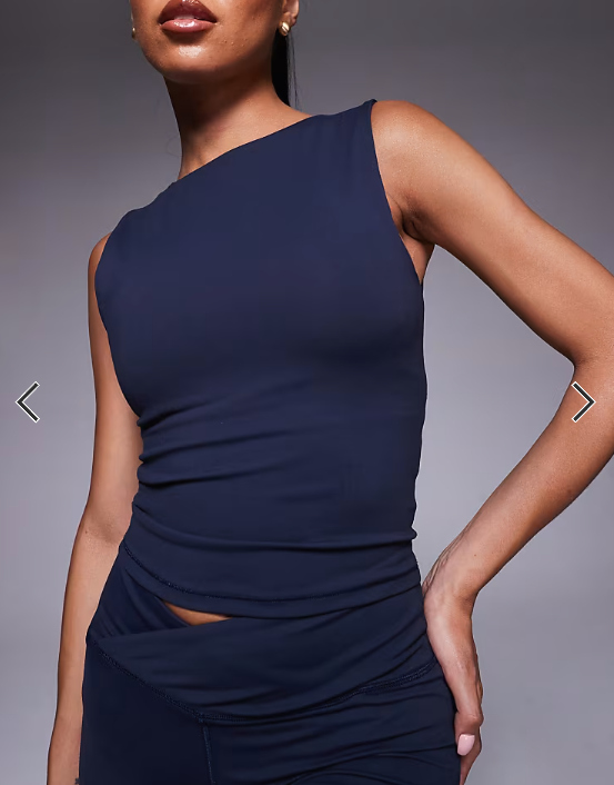 4505 Icon soft touch high neck tank with inner bra in midnight navy