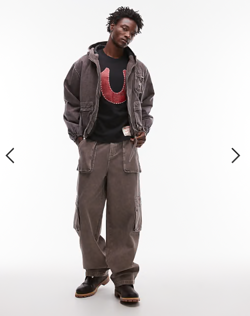 True Religion Big T hooded workwear jacket in brown wash