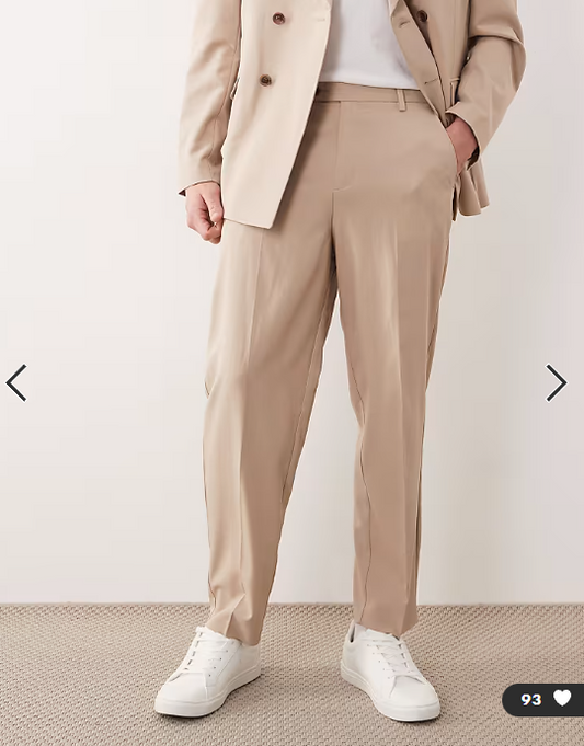 ASOS DESIGN relaxed tapered suit trousers in beige fine twill