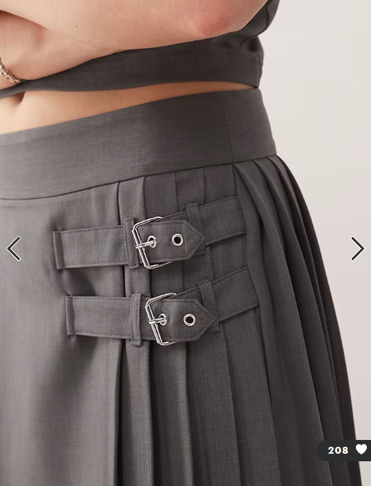 COLLUSION tailored midi kilt co-ord in grey