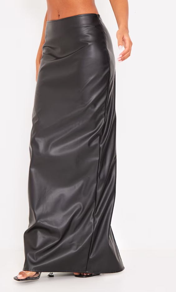 Tall Black Faux Leather Maxi Skirt