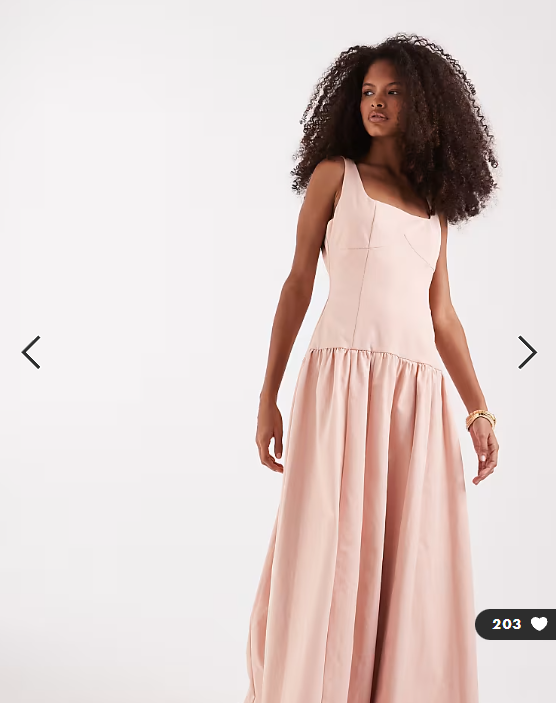 Pretty Lavish square neck dropped waist maxi dress in blush
