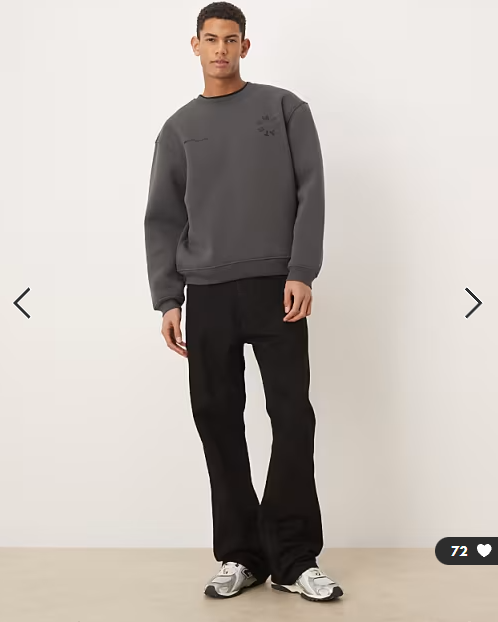 ASOS DESIGN relaxed sweatshirt with plaid print in washed black