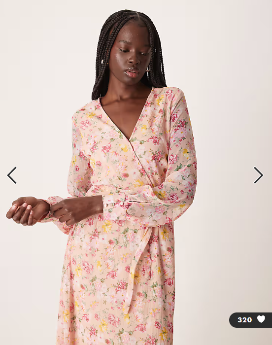 Vila long sleeve v-neck midi dress in soft floral