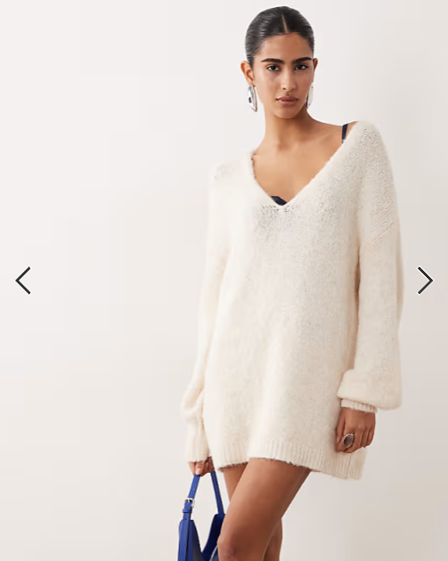 Vila oversized knitted jumper dress in birch cream