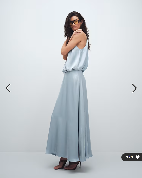 Gina Tricot satin halterneck maxi dress in light blue