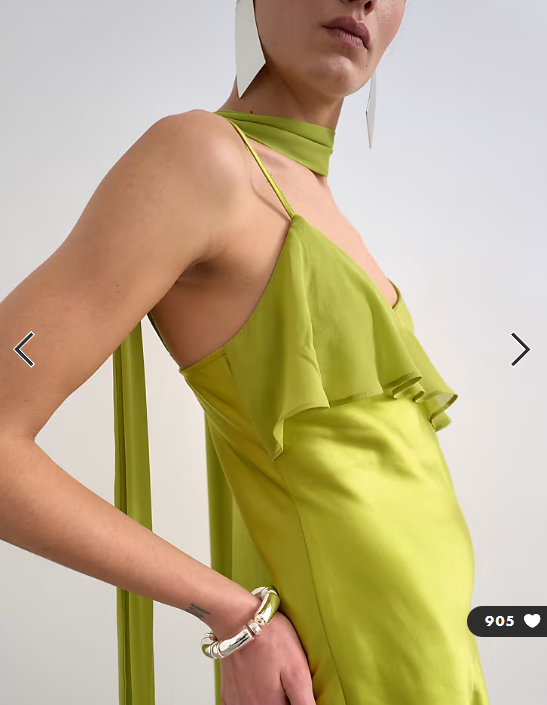 Topshop mixed fabric ruffle detail maxi slip dress in green