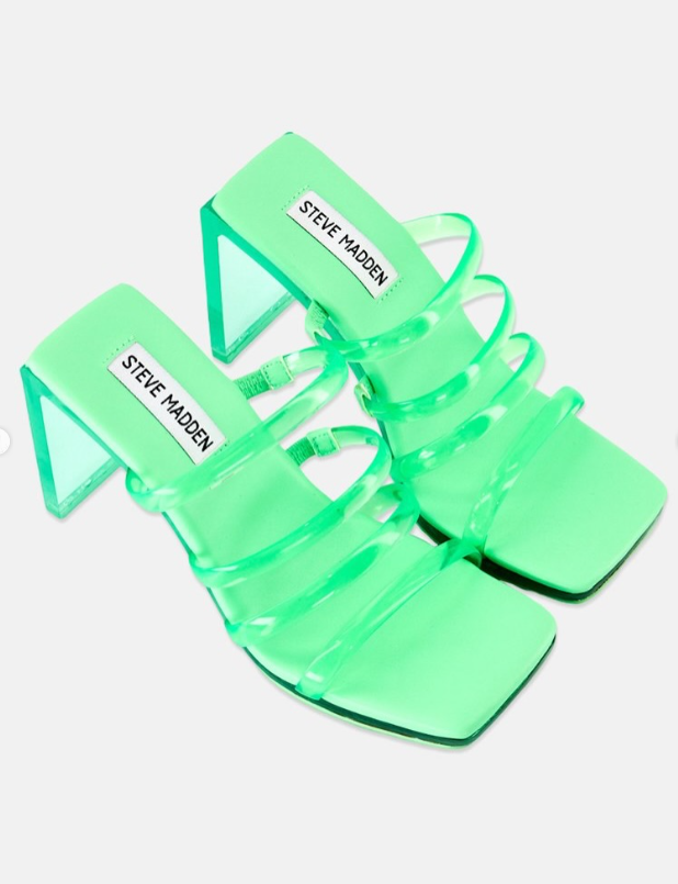 Steve Madden - Women Lucite Square Toe Slip On Sandals, Green