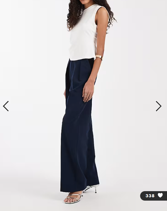 ASOS DESIGN Tall tailored wide leg trousers with pleat detail in navy