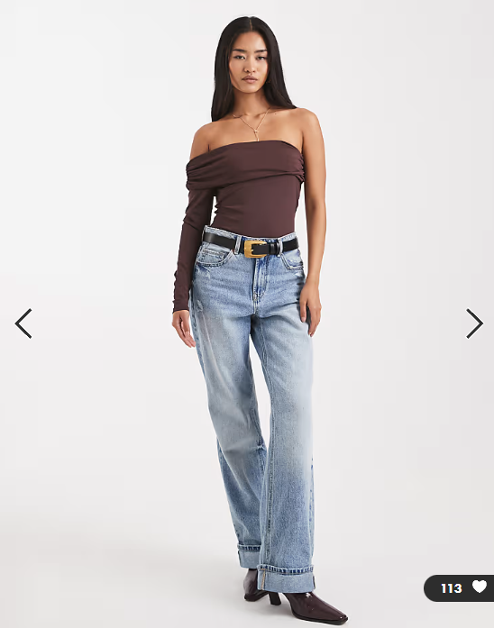 New Look one sleeve ruched bodysuit in brown
