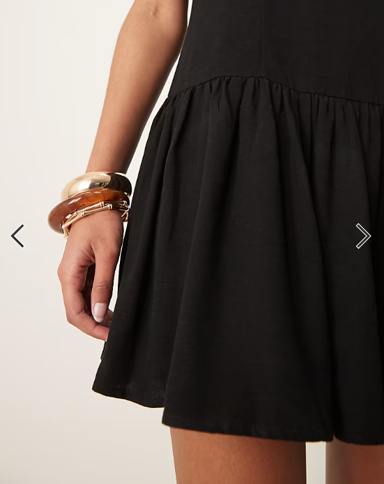 ASOS DESIGN linen blend drop waist mini dress in black