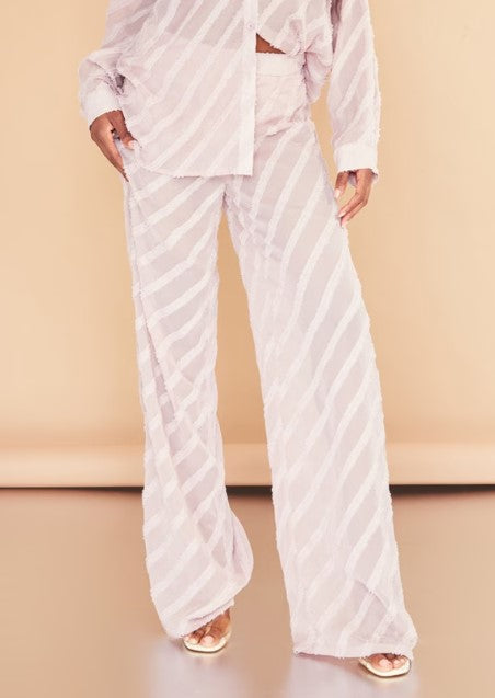 Rose Textured Chiffon Oversized Wide Leg Trousers